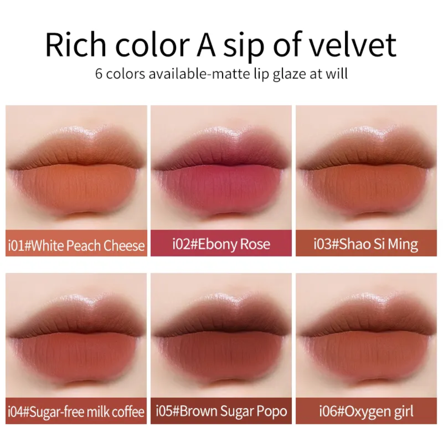 Rich color A sip of velvet 6 colors available-matte lip glaze at will